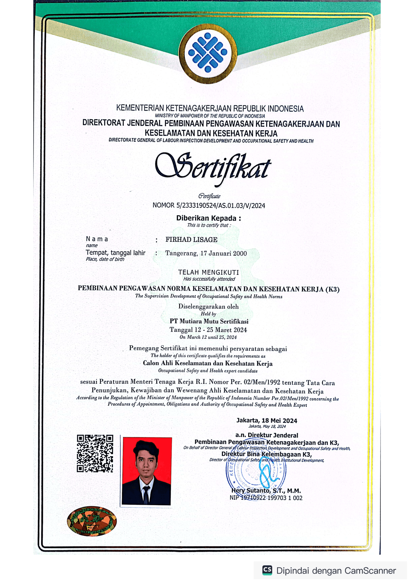 Sertifikat AK3U Firhad Lisage-1