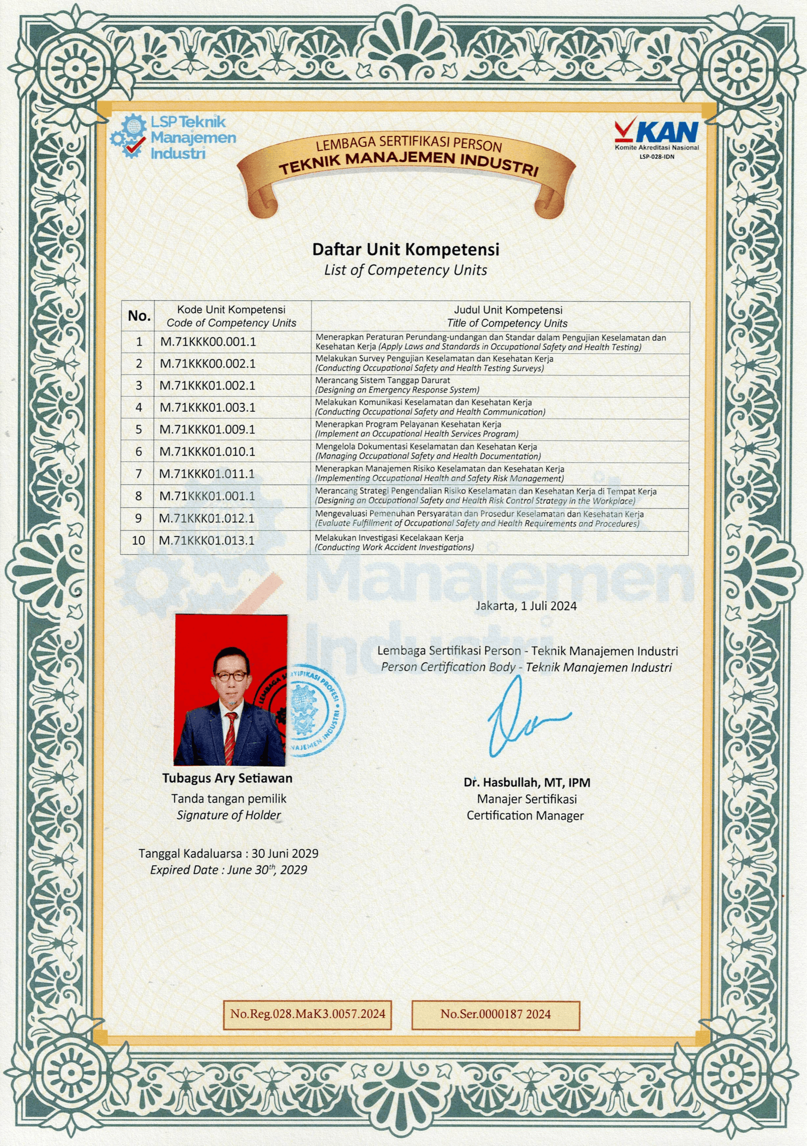 Sertifikat Manajer K3 -KAN-Tubagus Ary Setiawan-2